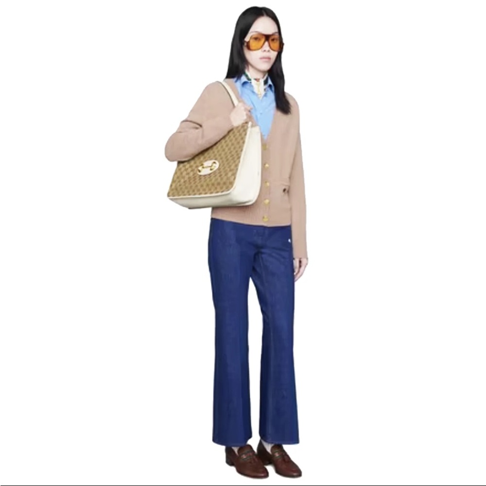 New Sakai Calfskin Lux Horsebit 1955 Tote beige Ebony Mystic white - Picture 2 of 10